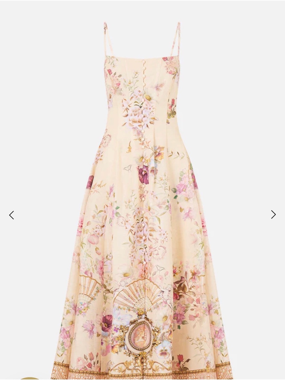 Floral Cream Midi Sundress with Delicate Print - Picture 4 of 12